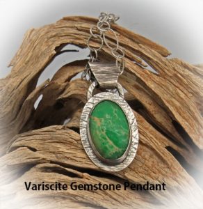 variscite pendant with text