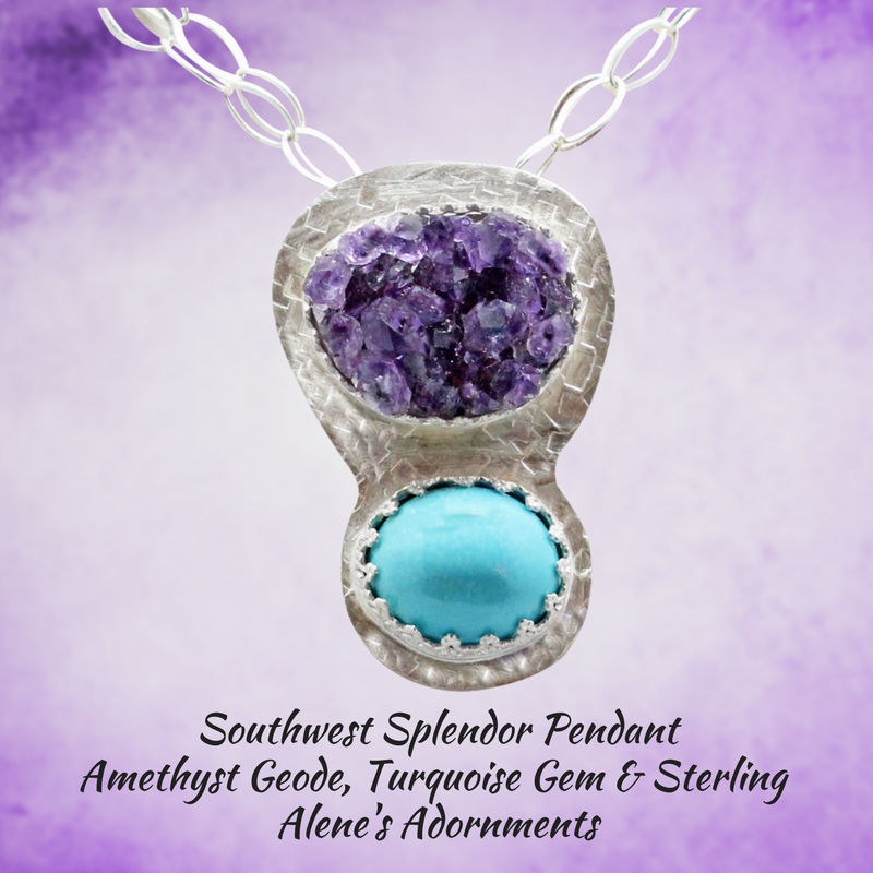 amethyst and turquoise artisan pendant