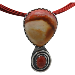 polychrome jasper pendant with sunstone gems. spiral collection