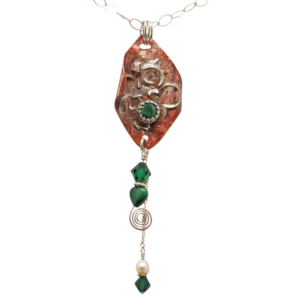 sacred spiral collection pendant . malachite gemstone. handmade in Arizona