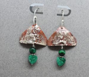 ancient spirit malachite earrings. handmade in Arizona