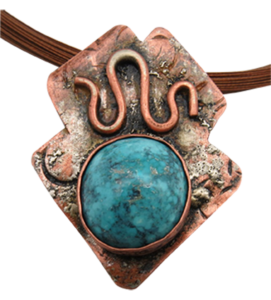 turquoise copper and silver pendant. made in Arizona