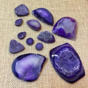 purple drusy quartz cabochons for pendants, earrings and more