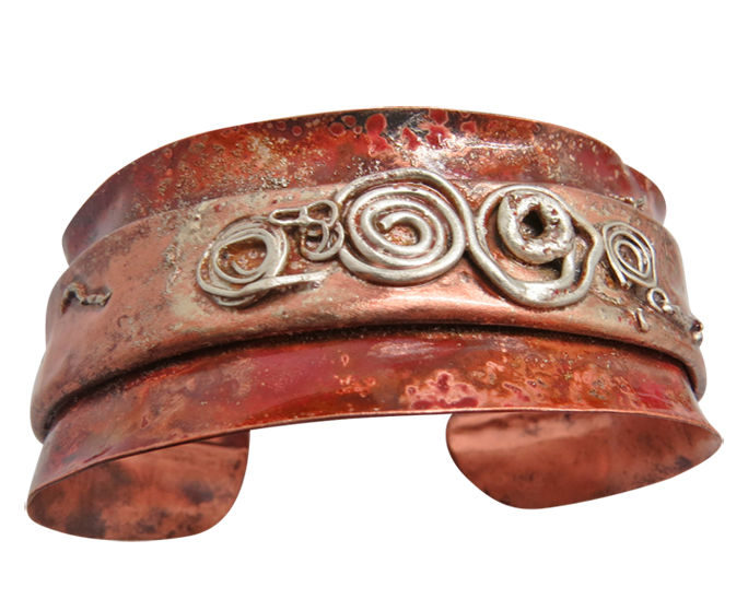 copper and sterling cuff bracelet