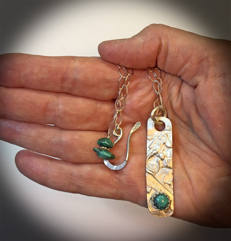 silver skinny pendant with turquoise for your wife or girlfriend