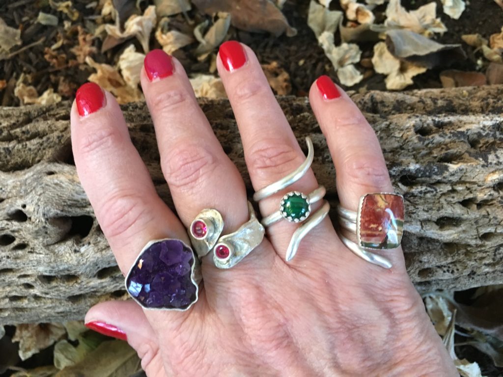 Sterling gemstone rings all handmade and one of a kind 