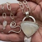 moonstone and druzy quartz pendant